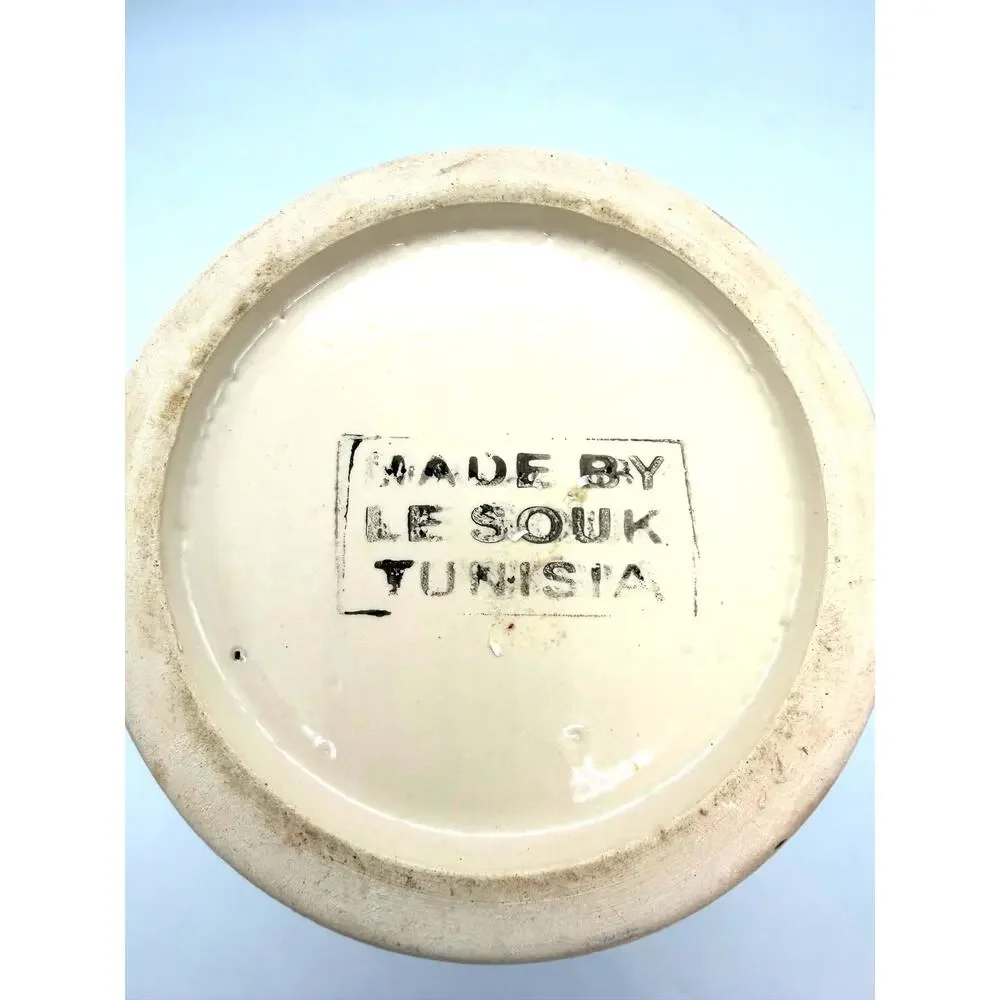Le Souk Ceramique Salvena Stoneware Hand-Painted Utensil Holder Canister Tunisia